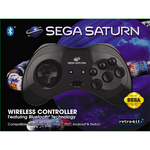 Retro-Bit SEGA Saturn BlueTooth Arcade Pad -  Black   