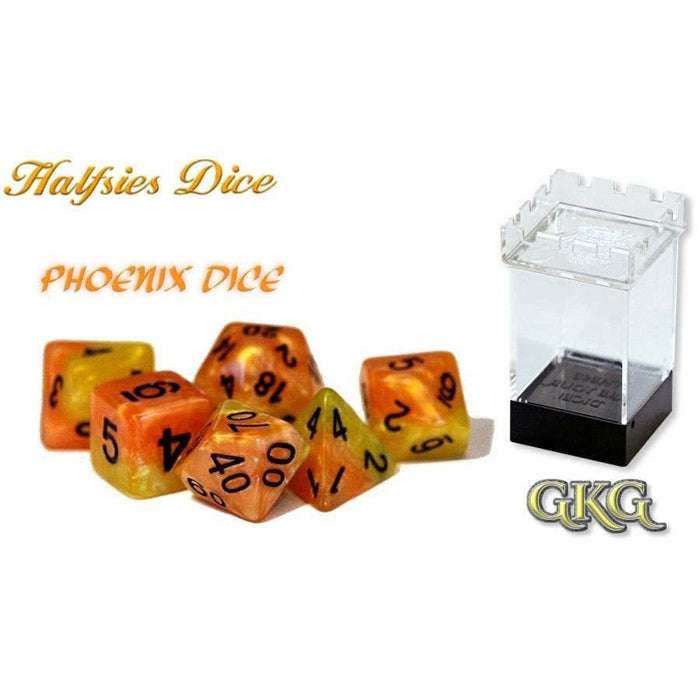 Halfsies Dice - Phoenix Dice with Upgraded Dice Case   