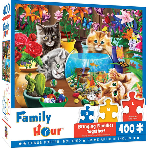 Masterpieces Puzzle Family Hour Marvelous Kittens Ez Grip Puzzle 400 pieces   