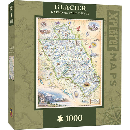 Masterpieces Puzzle Xplorer Maps Glacier National Park Map Puzzle 1,000 pieces   